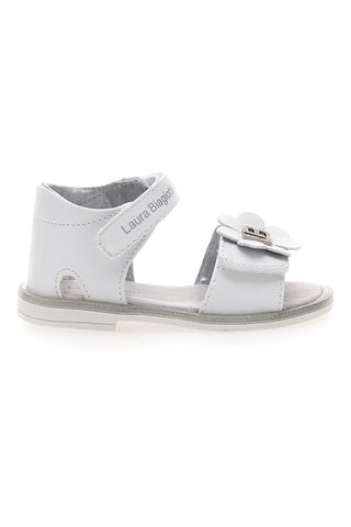 Bele sandale z okrasnim pentljem in velcro trakom LAURA BIAGIOTTI 96319492