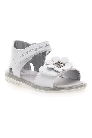 Bele sandale z okrasnim pentljem in velcro trakom LAURA BIAGIOTTI 96319492