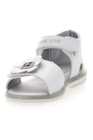 Bele sandale z okrasnim pentljem in velcro trakom LAURA BIAGIOTTI 96319492