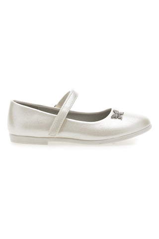 Balerine v biserno beli barvi z okrasnim metuljem GRAZIE GIRL 39G2515S
