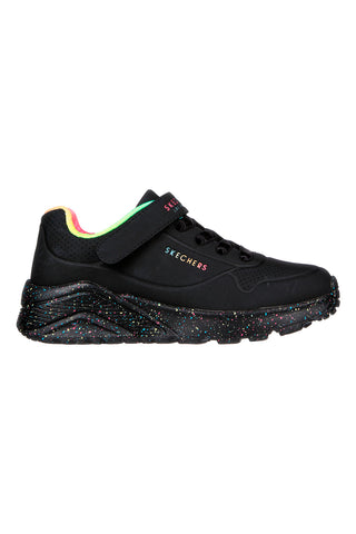 Črni čevlji z mavričnimi detajli in večbarvno podplatom Skechers Uno Lite Rainbow Specks