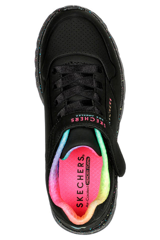 Črni čevlji z mavričnimi detajli in večbarvno podplatom Skechers Uno Lite Rainbow Specks