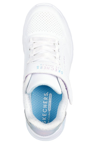Bele superge z metalnimi detajli in prilagodljivim zapiranjem Skechers Uno Lite 2.0 Vivid Metallic