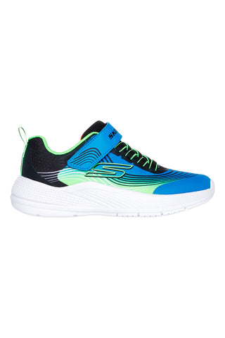 Lahke modre in limetkaste superge z velcro zapenjanjem Skechers Microspec Advance
