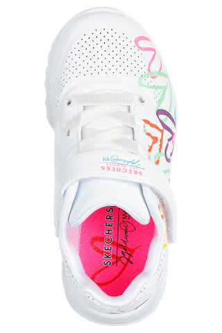 Bele superge z večbarvnimi srčki Skechers Uno Lite Love Levitate
