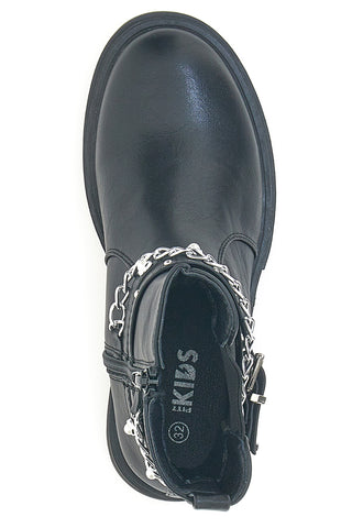 Črni škornji z verigo in zakovicami Pitt Kids SKBS812