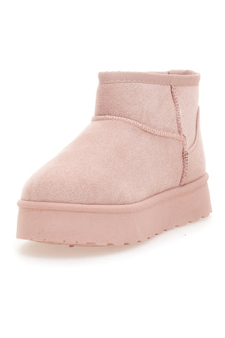 Roza škornji z velcro zaponko in toplim notranjim delom iz krzna Thanks Girls GB2029