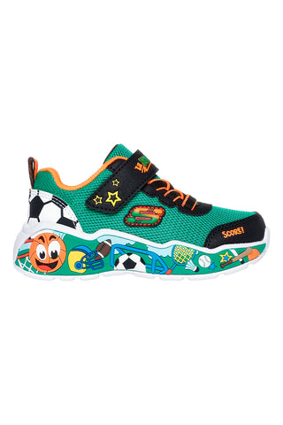 Zelene in oranžne superge z zaponko in grafičnim motivom na strani Skechers Play Scene