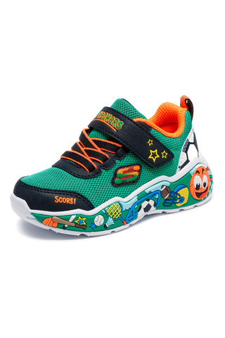 Zelene in oranžne superge z zaponko in grafičnim motivom na strani Skechers Play Scene
