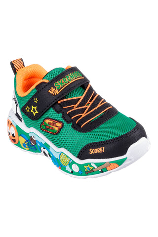Zelene in oranžne superge z zaponko in grafičnim motivom na strani Skechers Play Scene