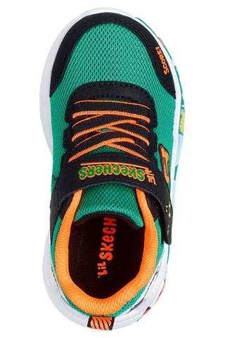 Zelene in oranžne superge z zaponko in grafičnim motivom na strani Skechers Play Scene