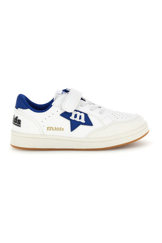 Bele športne copate s trakovi in modrimi vložki Mkids MJ6006