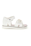 Beli sandal s cvetličnim okrasjem in naramnicami Thank You Girl 15018