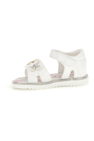 Beli sandal s cvetličnim okrasjem in naramnicami Thank You Girl 15018