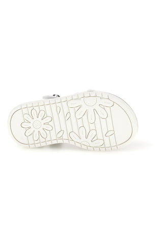 Beli sandal s cvetličnim okrasjem in naramnicami Thank You Girl 15018