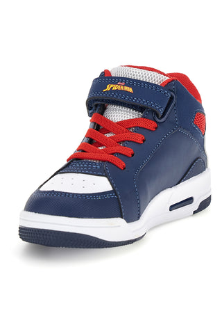 Sneakers alte blu e rosse con luci, strappo e stampa Spiderman M13194