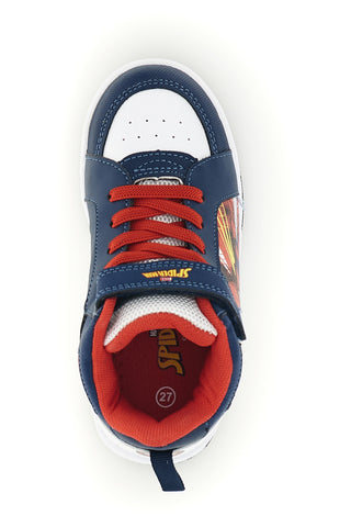 Sneakers alte blu e rosse con luci, strappo e stampa Spiderman M13194
