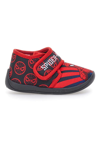 Rdeče in črne copate z velcro zaponko SPIDERMAN M07327