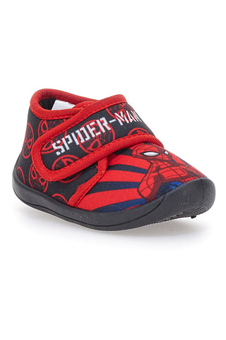 Rdeče in črne copate z velcro zaponko SPIDERMAN M07327