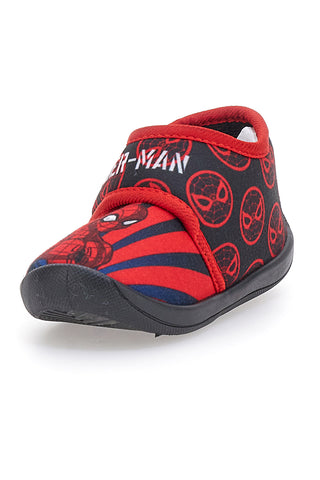 Rdeče in črne copate z velcro zaponko SPIDERMAN M07327
