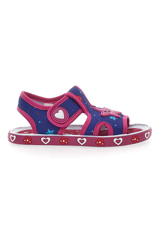 Modri in fuksijevi sandali za prve korake iz tkanine Pitt Kids PK2871B