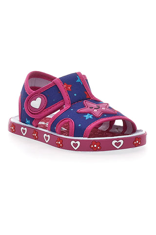 Modri in fuksijevi sandali za prve korake iz tkanine Pitt Kids PK2871B