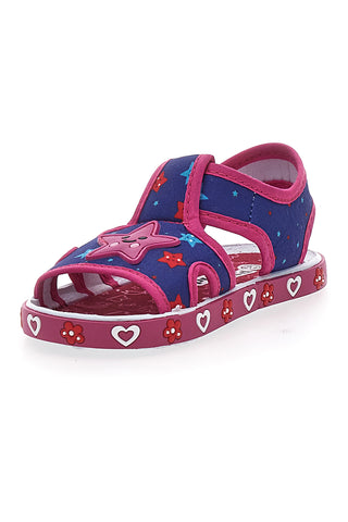 Modri in fuksijevi sandali za prve korake iz tkanine Pitt Kids PK2871B