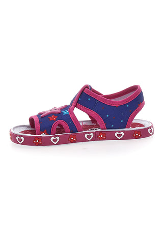 Modri in fuksijevi sandali za prve korake iz tkanine Pitt Kids PK2871B