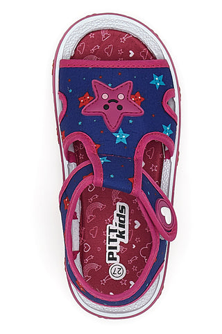Modri in fuksijevi sandali iz tkanine Pitt Kids PK2871B