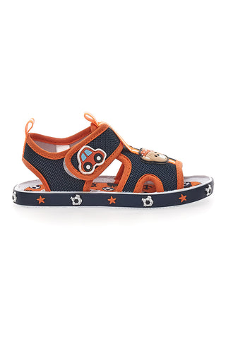 Sandali Primi Passi Navy in Arancione z medvedkom in avtomobilčkom Pitt Kids PK2636B