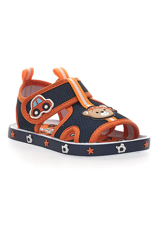 Sandali Primi Passi Navy in Arancione z medvedkom in avtomobilčkom Pitt Kids PK2636B