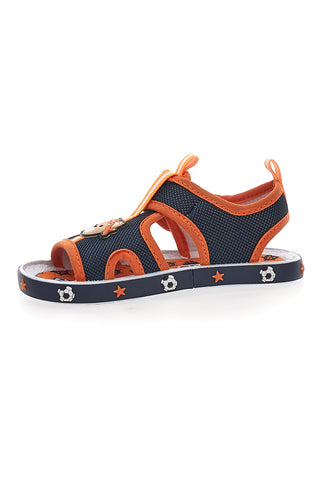Sandali Primi Passi Navy in Arancione z medvedkom in avtomobilčkom Pitt Kids PK2636B