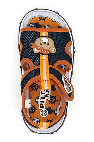 Sandali Primi Passi Navy in Arancione z medvedkom in avtomobilčkom Pitt Kids PK2636B