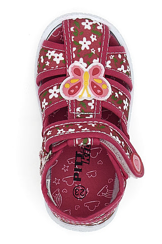 Mehke rdeče sandale z metulji in velcro trakom PITT KIDS PK2876A