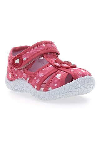 Sandali za prve korake Rosa Morbidi z rožicami in velcro trakom PITT KIDS PK2877A