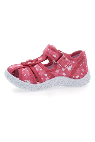 Sandali za prve korake Rosa Morbidi z rožicami in velcro trakom PITT KIDS PK2877A