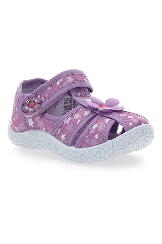 Mehke vijolične sandale z rožicami in velcro trakom PITT KIDS PK2876A