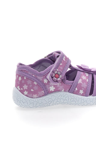 Mehke vijolične sandale z rožicami in velcro trakom PITT KIDS PK2876A