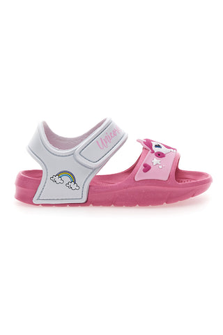 Roza in bele sandale z zaponko Unicorn S8010071