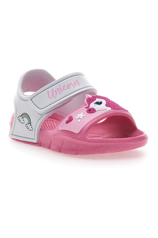 Roza in bele sandale z zaponko Unicorn S8010071