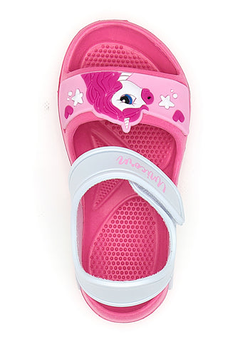 Roza in bele sandale z zaponko Unicorn S8010071