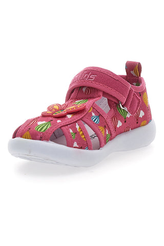 Zaprti sandali v barvi fuksije z rožico PITT KIDS 642685