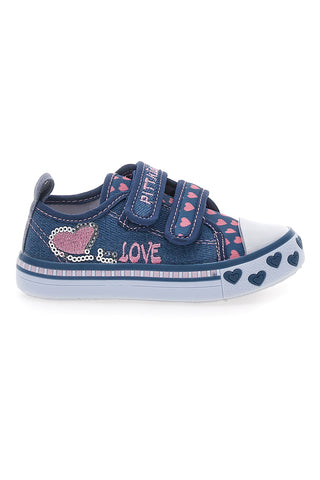Modre denim superge s srčki in napisom PITT KIDS 224275