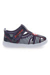 Zaprti sandali modre barve s črtami in zapenjanjem na velcro PITT KIDS 2242876