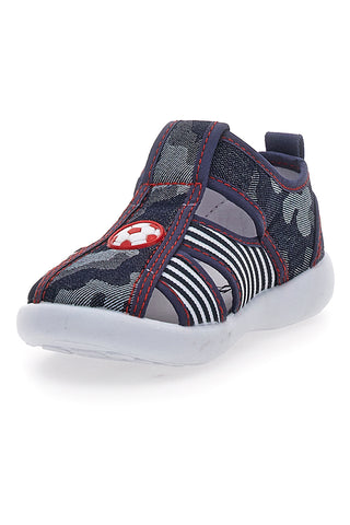 Zaprti sandali modre barve s črtami in zapenjanjem na velcro PITT KIDS 2242876