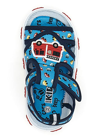 Modri sandali s potiskom gasilskega vozila Pitt kids PK2635D