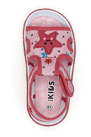 Roza sandali z morsko zvezdo in srčki Pitt kids PK2871A