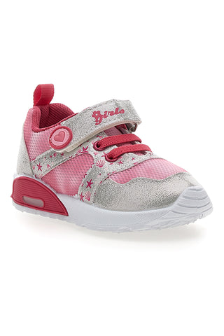 Rožnate in srebrne superge z motivom zvezdic first steps Pitt kids PK2187B