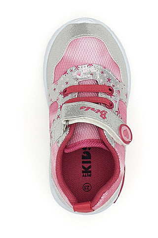 Rožnate in srebrne superge z motivom zvezdic first steps Pitt kids PK2187B