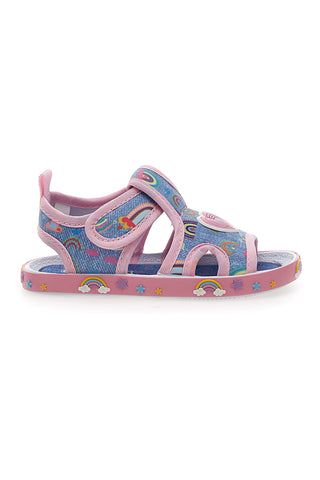 Modri sandali z mavricami in srčki Pitt kids PK2406C